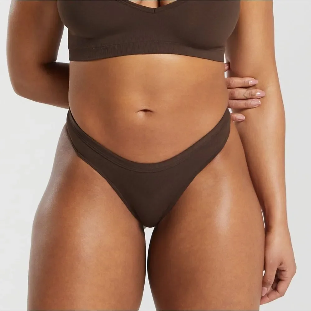 Gymshark Seamless Dipped Front Thong‎ Size Small & XXL Brown NWT in packag